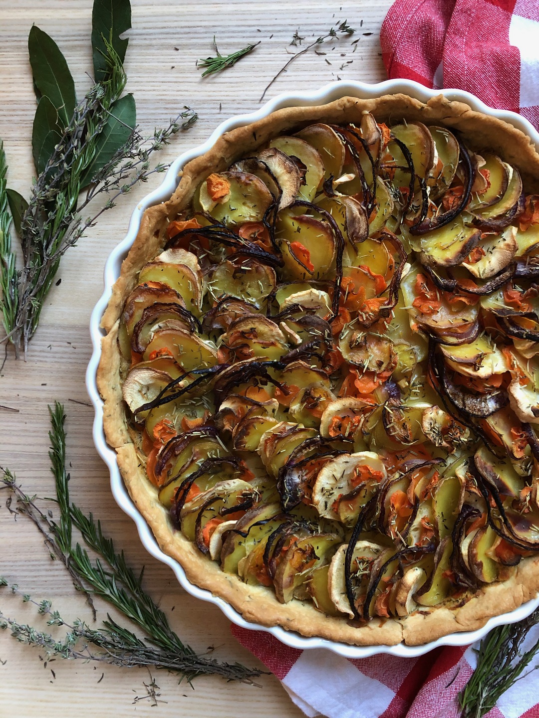 Root vegetable and white bean tart